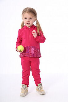 Спортивный костюм с пайетками для девочки SIM малиновый - фото