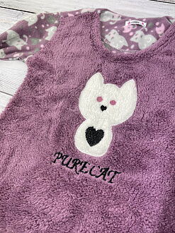 Пижама утепленная для девочки Кошечка темно-розовая 58004 - размеры