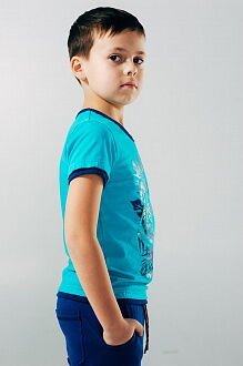 Футболка для мальчика SMIL Мечтатели бирюзовая 110491 - размеры