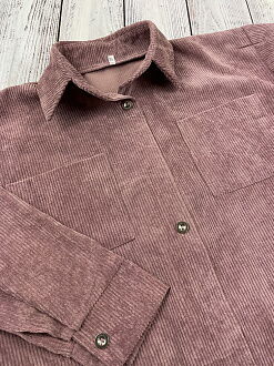 Стильная рубашка вельвет для девочки темно-розовая 0223 - купить