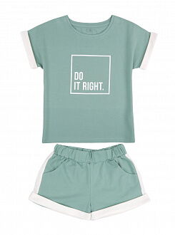 Комплект футболка и шорты для девочки Фламинго зеленый 837-416 - цена