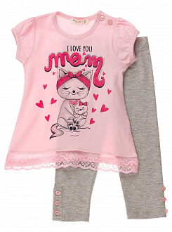 Комплект футболка и лосины Breeze Кошка MOM розовый 11843 - цена