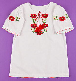 Вышиванка-блузка с коротким рукавом для девочки Valeri tex 1607-20-311  - фото