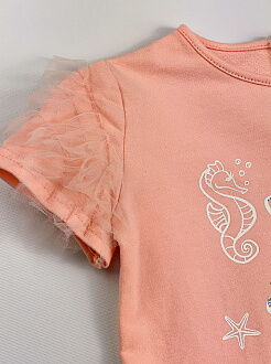 Трикотажное платье для девочки Mevis персиковое 3738-03 - фотография