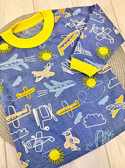 Пижама для мальчика Самолетики синяя 5303 - фото