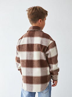 Утепленная рубашка детская Клетка коричневая 1506-1 - фотография