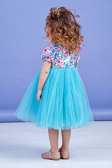 Нарядное платье для девочки Zironka бирюзовое 38-9003-2 - фото