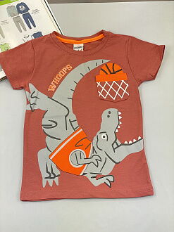 Футболка для мальчика Whoops Динозавр терракотовая 21937 - цена