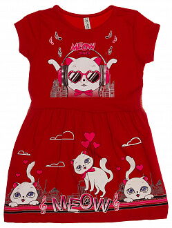 Летнее платье для девочки MEOW красное 130 - цена