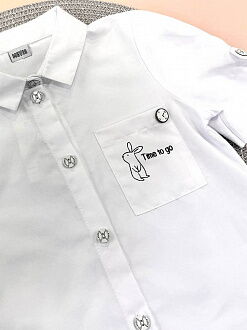 Рубашка для девочки Mevis Time to go белая 4134-01 - купить