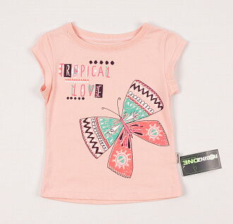 Комплект летний  (футболка+шорты) для девочки  Robinzone персиковый КС-203 - фото