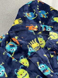 Халат вельсофт для мальчика Фламинго Монстры темно-синий 883-910 - фото