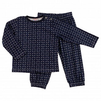 Пижама для мальчика Листики темно-синяя 8382 - цена