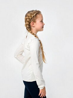 Блузка трикотажная с длинным рукавом для девочки SMIL молочная 114443 - размеры
