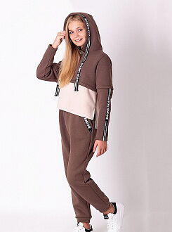 Утепленный спортивный костюм для девочки Mevis мокко 3591-02 - цена