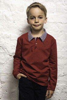 Поло с длинным рукавом для мальчика Frantlino темно-красное 1117-050 - цена
