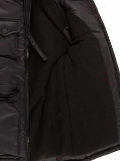 Куртка удлиненная зимняя для мальчика Одягайко черная 20095О - фотография