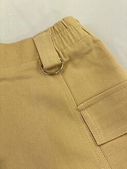 Коттоновая юбка-карго для девочки Mevis бежевая 5034-01 - картинка