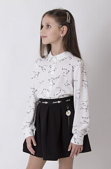 Блузка для девочки Mevis Цветочки белая 4412-02 - картинка
