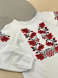 Вышиванка для девочки Фламинго Калина белая с красным 337-417  - фото