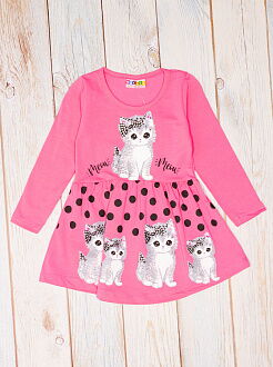 Трикотажное платье для девочки Котик милашка розовое 6895 - цена