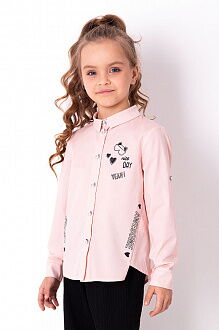 Рубашка школьная для девочки Mevis персиковая 3814-04 - цена