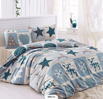 Комплект постельного белья LIGHTHOUSE бязь голд STARS голубой 200*220/2*50*70 - цена