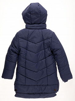 Куртка удлиненная зимняя для девочки Одягайко синяя 20004О - фото