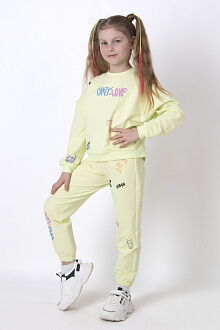 Стильный костюм для девочки Mevis салатовый 4651-01 - цена