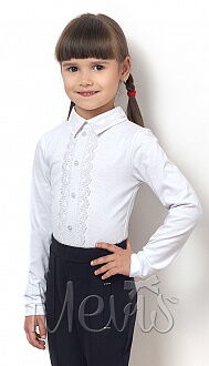 Блузка трикотажная для девочки Mevis белая 2330-02 - цена