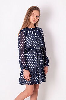 Платье в горошек для девочки Mevis синее 3853-04 - цена