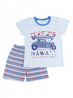 Летняя пижама для мальчика Фламинго Surfing голубая 295-117 - цена