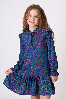 Платье для девочки Mevis Цветочки фиолетовое 4968-06 - размеры
