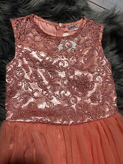 Платье нарядное для девочки Mevis персиковое 2601-02 - фото