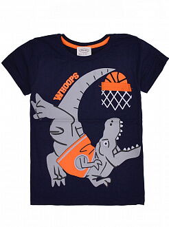Футболка для мальчика Whoops Динозавр темно-синяя 21937 - фото