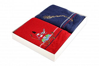 Набор полотенец для лица в подарочной коробке HOBBY MARINA Anchor красное+синее - Украина
