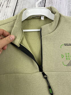 Тёплая кофта для мальчика Mevis оливковая 3850-03 - фото