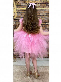 Нарядное платье для девочки Пайетка розовое 77711 - фото