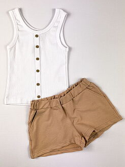 Летние шорты для девочки Фламинго бежевые 979-325 - размеры
