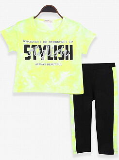 Комплект футболка и бриджи для девочки Breeze Stylish салатовый 17022 - цена