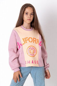 Утепленный свитшот для девочки Mevis California персиковый 3989-02 - цена