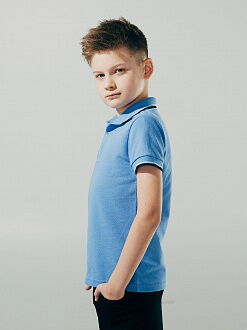 Футболка-поло с коротким рукавом для мальчика SMIL синяя 114593 - фото