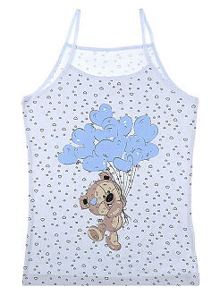 Майка на тонких бретелях для девочки Donella Мишка голубая 43482 - цена