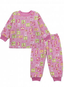 Теплая флисовая пижама для девочки Фламинго розовая 347-1404 - цена