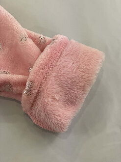 Теплый халат вельсофт для девочки Фламинго Сердечки розовый 883-916 - картинка