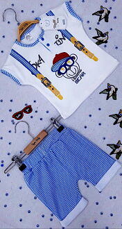 Комплект для мальчика футболка и шорты Bear голубой - цена