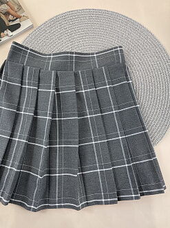 Школьная юбка в клетку Mevis серая 5217-03 - фотография