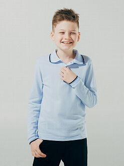 Футболка-поло с длинным рукавом для мальчика SMIL голубая 114739/114740 - цена
