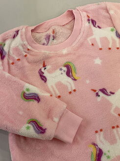 Пижама детская вельсофт Фламинго Единорожки розовая 855-910 - картинка