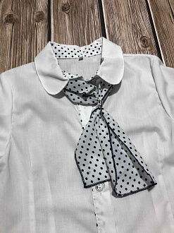 Блузка школьная сo съемным галстуком белая  03294 - размеры